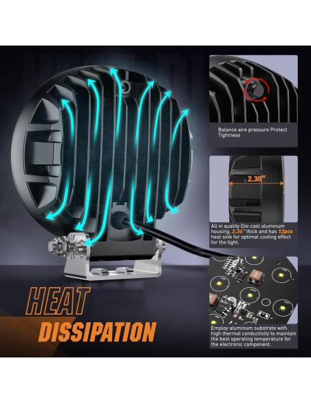 Luz LED de Conducción Nilight 50W Ámbar 5.7" IP68 Offroad