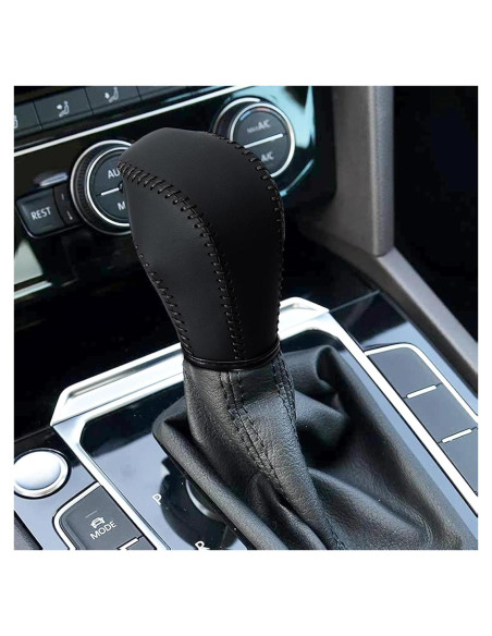 Cubierta de pomo de cambio AICARS de cuero negro para Volkswagen