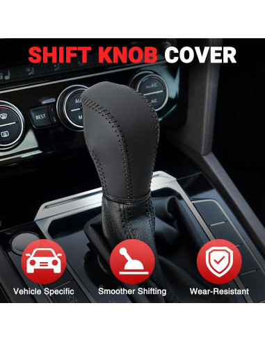 Cubierta de pomo de cambio AICARS de cuero negro para Volkswagen