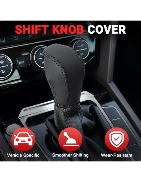 Cubierta de pomo de cambio AICARS de cuero negro para Volkswagen