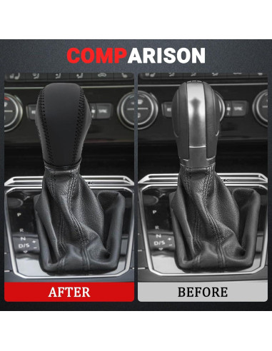 Cubierta de pomo de cambio AICARS de cuero negro para Volkswagen