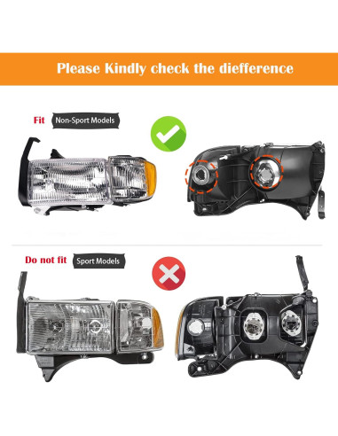 Faros APSVE para Dodge Ram 1500 1994-2001 y 2500-3500