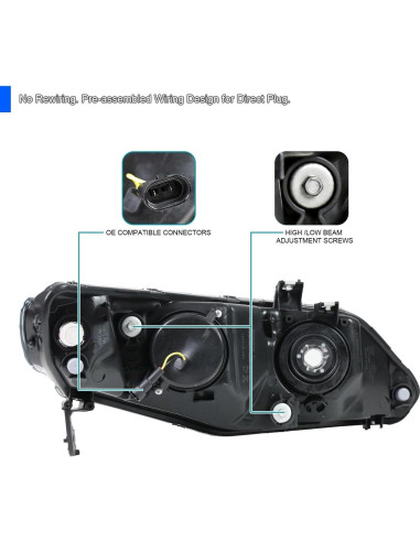Faros Proyector Spec-D Tuning Negro para Honda Civic 2006-2011
