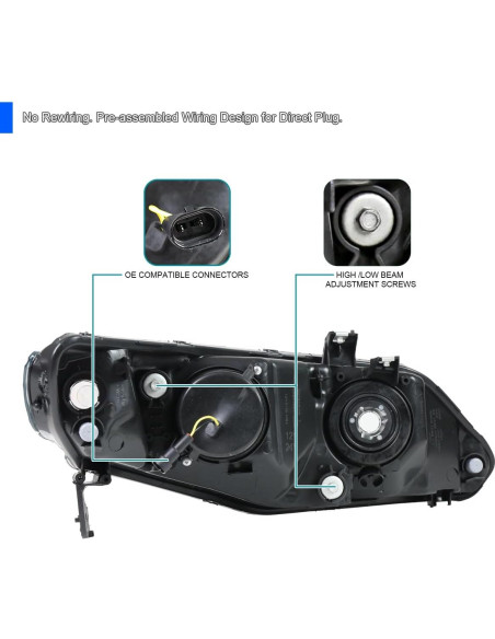 Faros Proyector Spec-D Tuning Negro para Honda Civic 2006-2011