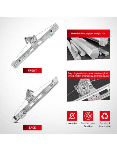 Regulador de Ventana Lateral Trasero Nilight Wind-751 para BMW E46