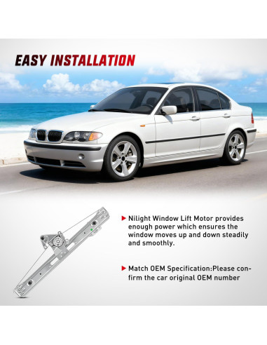 Regulador de Ventana Lateral Trasero Nilight Wind-751 para BMW E46