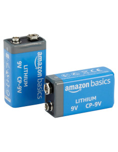 Paquete de 2 Baterías de Litio 9V Amazon Basics - 10 Años Duración