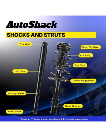 Amortiguadores Traseros y Estribos Completos AutoShack Dodge Ram 1500 2006-2008