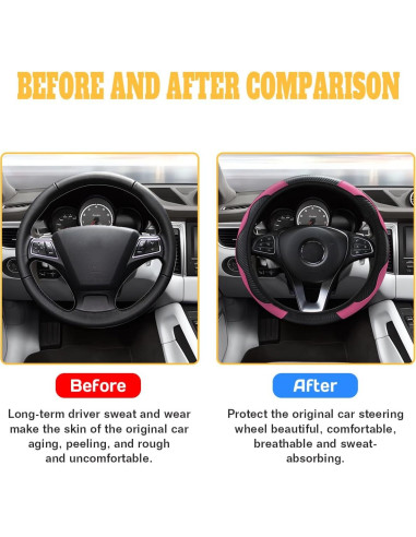 Funda de Volante Uiojokv 15" Microfibra Rosa Antideslizante