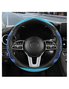 Funda de Volante de Coche TNAIYH 15" Fibra de Carbono Azul