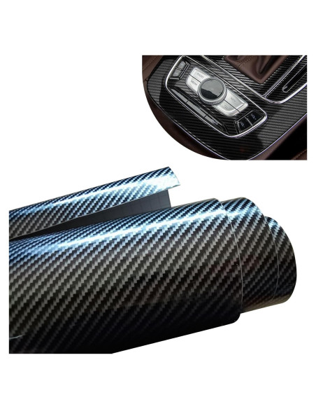 Calcomanía de Fibra de Carbono SLIMI 4D 40x150cm Negro