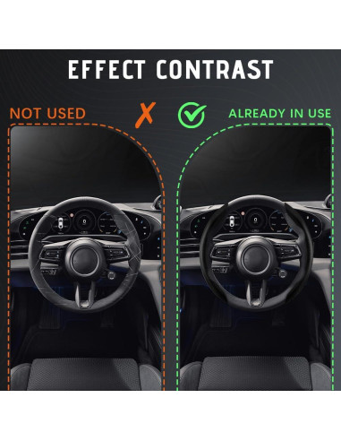 Funda de Volante de Coche DWARFOO Fibra de Carbono Negra 38cm