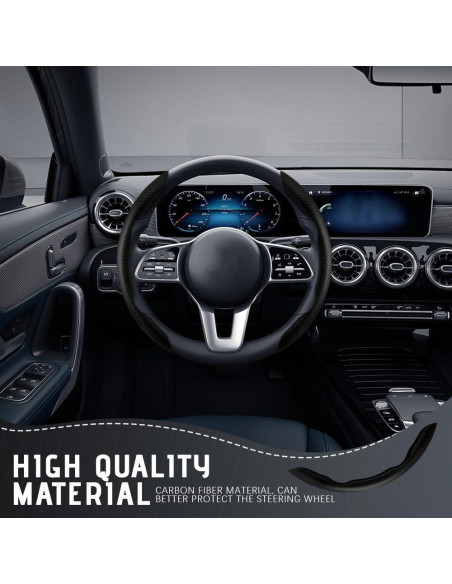 Funda de Volante de Coche DWARFOO Fibra de Carbono Negra 38cm