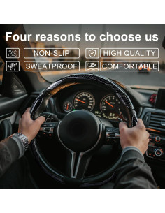 Cubierta de Volante Genérico Fibra de Carbono Antideslizante 3Pcs 2