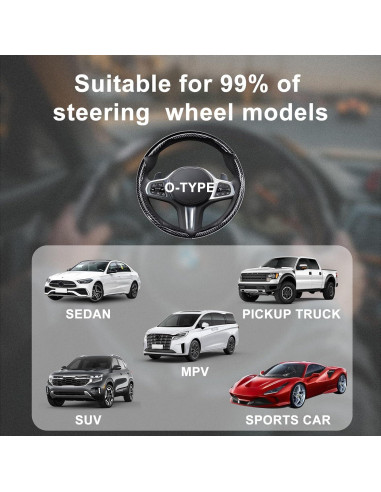 Cubierta de Volante Genérico Fibra de Carbono Antideslizante 3Pcs