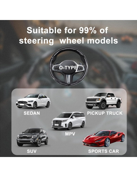 Cubierta de Volante Genérico Fibra de Carbono Antideslizante 3Pcs