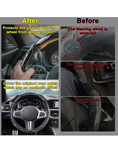 Cubierta de Volante Genérico Fibra de Carbono Antideslizante 3Pcs