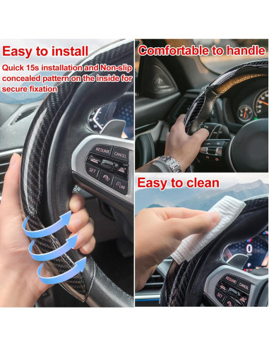 Cubierta de Volante Genérico Fibra de Carbono Antideslizante 3Pcs