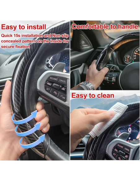 Cubierta de Volante Genérico Fibra de Carbono Antideslizante 3Pcs