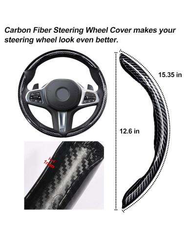 Cubierta de Volante Genérico Fibra de Carbono Antideslizante 3Pcs