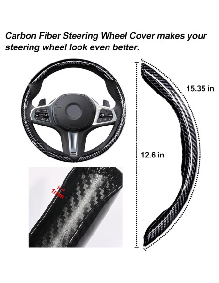 Cubierta de Volante Genérico Fibra de Carbono Antideslizante 3Pcs