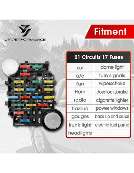Kit de Cableado Universal 21 Circuitos JY PERFORMANCE 17 Fusibles