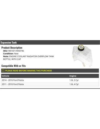 Tanque de Expansión Refrigerante Ford Fiesta 2011-2016