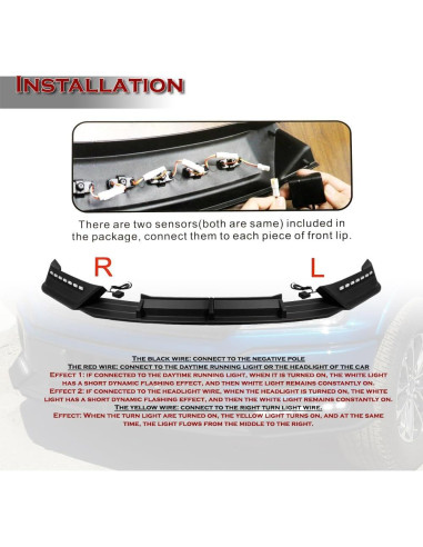 Labio de Parachoques Frontal ABS Negro para Ford F-150 2018-2020 con LED