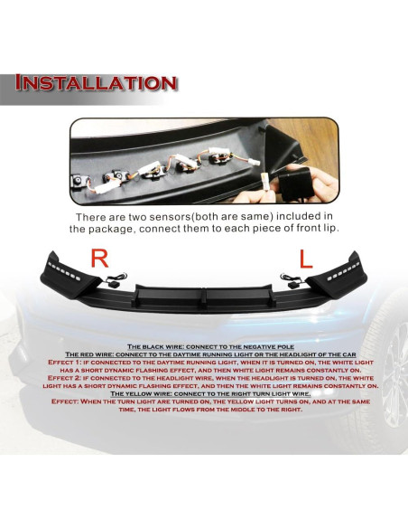 Labio de Parachoques Frontal ABS Negro para Ford F-150 2018-2020 con LED