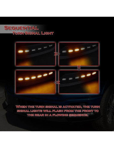 Labio de Parachoques Frontal ABS Negro para Ford F-150 2018-2020 con LED