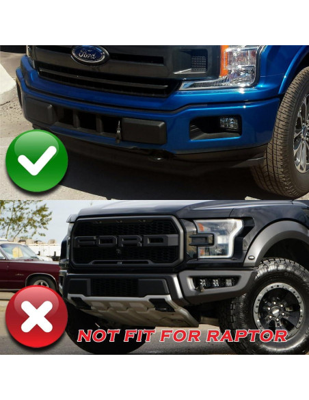 Labio de Parachoques Frontal ABS Negro para Ford F-150 2018-2020 con LED