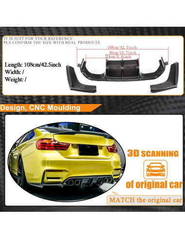 Difusor Trasero de Fibra de Carbono MCARCAR para BMW F80 M3 F82 M4 2015-2019