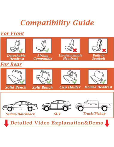 5 Fundas de Asiento WeArkoTac para Mitsubishi Lancer 2008-2017
