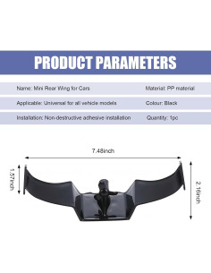 Alerón Mini Autoadhesivo Qurbuns 19 cm Decorativo Negro 2