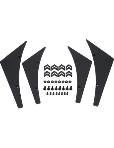 Labio Spoiler Frontal Universal Tbest - 4 Piezas ABS Negro