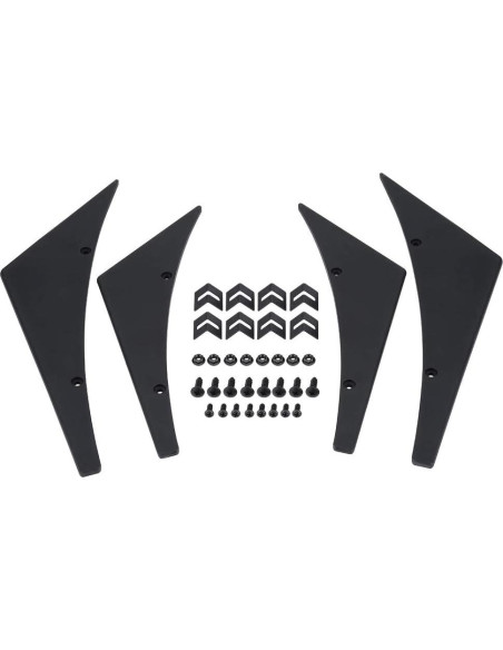 Labio Spoiler Frontal Universal Tbest - 4 Piezas ABS Negro