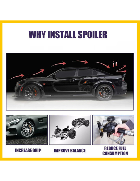 Alerón Trasero Negro Brillante JHRISE para Dodge Charger 2011-2022