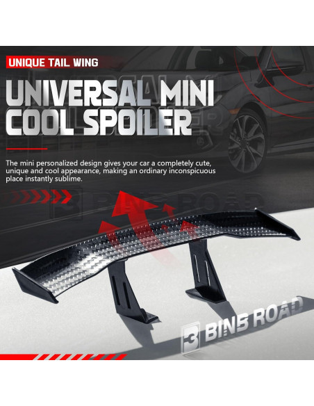 Alerón Mini Trasero Universal BINB ROAD 25.4 cm Fibra de Carbono