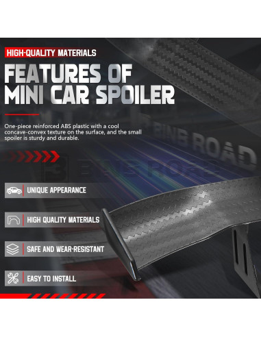 Alerón Mini Trasero Universal BINB ROAD 25.4 cm Fibra de Carbono