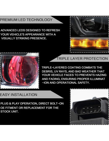 Faros LED VLAND para Golf 6 2010-2014 con Ojos Demonio