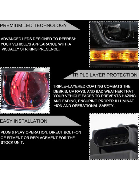 Faros LED VLAND para Golf 6 2010-2014 con Ojos Demonio