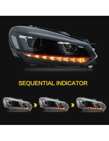 Faros LED VLAND para Golf 6 2010-2014 con Ojos Demonio