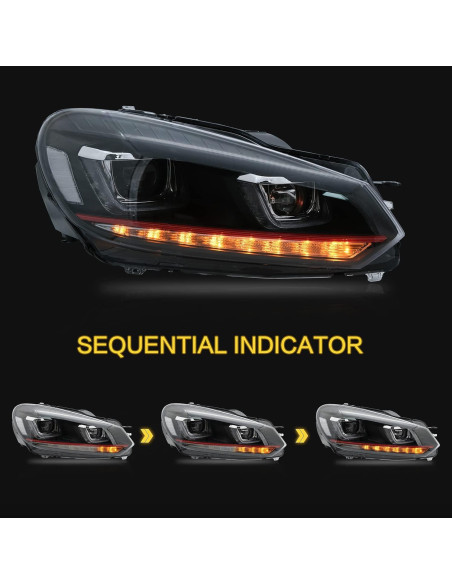 Faros LED VLAND para Golf 6 2010-2014 con Ojos Demonio