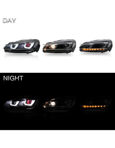 Faros LED VLAND para Golf 6 2010-2014 con Ojos Demonio
