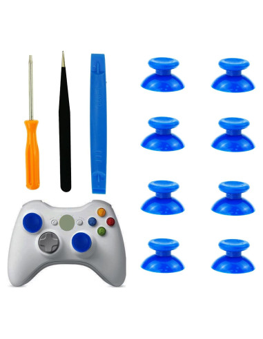 8 Piezas Tapas Joystick Xbox 360 CTHTBZ Azul y Herramientas