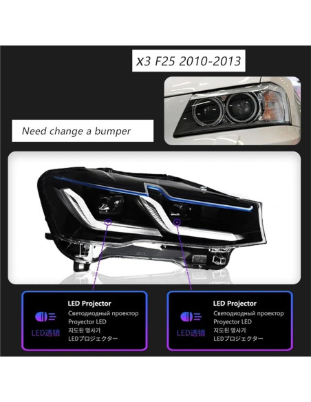 Conjunto de Faros LED PMYYFC para BMW X3/X4 2010-2016