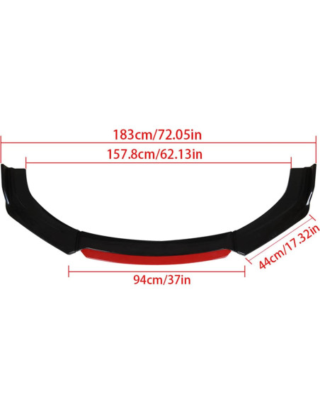 Protector de Spoiler Frontal LABLT Universal Rojo 2 Capas