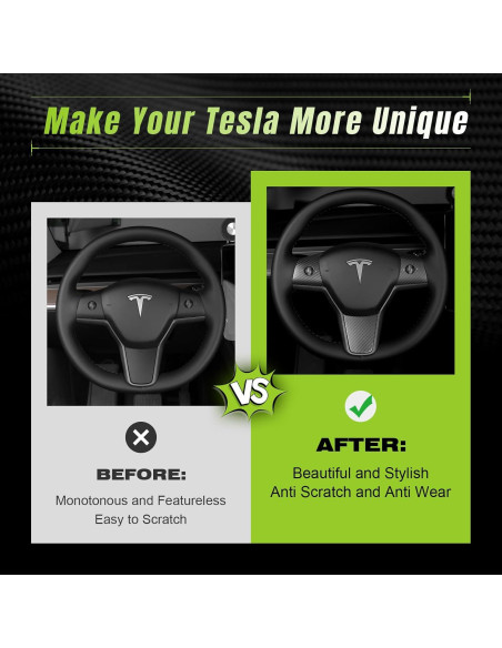 Cubierta de volante de fibra de carbono Leeiion para Tesla M3/Y 2017-2023