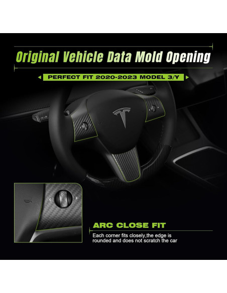 Cubierta de volante de fibra de carbono Leeiion para Tesla M3/Y 2017-2023