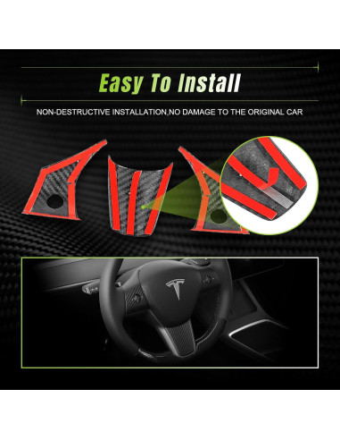 Cubierta de volante de fibra de carbono Leeiion para Tesla M3/Y 2017-2023